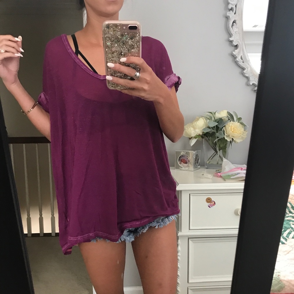 Free People Purple Tee Shirt - Size S